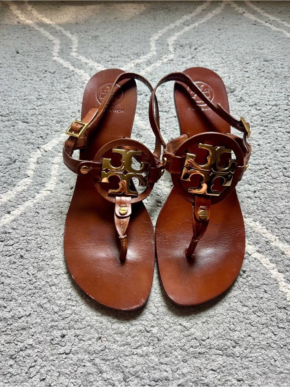 Tory Burch Leather Miller Kitten Heel Sandals, 8.5